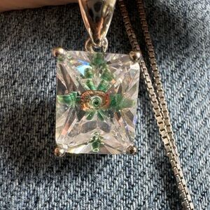 Religious cross in crystal on Sterling necklace